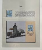 EISENBAHN Briefmarken Motivsammlung - in Lindner Ringbinder Grün - Lokomotiven