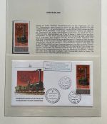 EISENBAHN Briefmarken Motivsammlung - in Lindner Ringbinder Grün - Lokomotiven