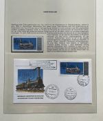 EISENBAHN Briefmarken Motivsammlung - in Lindner Ringbinder Grün - Lokomotiven