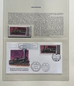 EISENBAHN Briefmarken Motivsammlung - in Lindner Ringbinder Grün - Lokomotiven