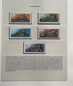 EISENBAHN Briefmarken Motivsammlung - in Lindner Ringbinder Grün - Lokomotiven