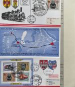EISENBAHN Briefmarken Motivsammlung - in Lindner Ringbinder Grün - Lokomotiven