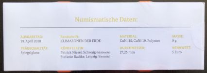 5 x 5 Euro Münze 2018 Subtropische Zone PP Spiegelglanz ADFGJ verschweißt