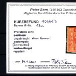 Bayern MiNr. 13a / 18 Kreuzer ungebraucht (ohne Gummi) geprüft Befund Sem BPP