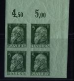 Bayern MiNr. 77 I U Eckrand Viererblock postfrisch - Abart ungezähnt