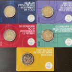 5 x 2 Euro Gedenkmünze Frankreich 2021 Olympische Spiele / Marianne - Coincards