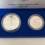 USA United States 1986 - Liberty Coins Silver Dollar + Half Dollar - Box & COA