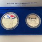 USA United States 1986 - Liberty Coins Silver Dollar + Half Dollar - Box & COA