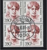 Berlin 828 | 350 Pf. Frauen Viererblock gestempelt Vollstempel geprüft Schlegel