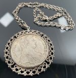 Maria Theresia Taler 1780 Silbermünze mit Anhänger und Silberkette 835 70 cm