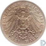 WÜRTTEMBERG, 3 Mark 1914 F, König Wilhelm II., Jg. 175, SILBER - Patina