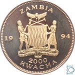Zambia / Sambia 2000 Kwacha 1994 - FIFA WM 1994 - Fußballspieler - Proof PP