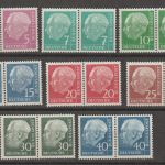 Bund 179y, 181y, 183y-186y, 259-260y postfrisch waagerechte Paare Heuss lumogen