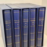 5x ABRIA Klemmbinder Blau Aufdruck "Deutschland DDR I-V" mit Kassette gebraucht