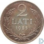 Lettland 2 Lati 1925 - Staatswappen, Silber st, PATINA!