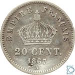 Frankreich 20 cent 1867 A Paris - Napoleon III. - Silber
