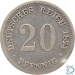 Deutsches Reich Kaiserreich, 20 Pfennig 1874 D, Silber, J.5