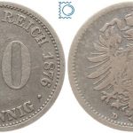 Deutsches Reich Kaiserreich, 20 Pfennig 1876 D, Silber, J.5