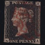 Großbritannien Nr. 1 gestempelt N-A Pl. 6 Penny Black erste Briefmarke der Welt