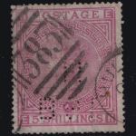 Großbritannien MiNr. 67x Pl. 4 gestempelt – 5 Schilling Königin Viktoria 1882