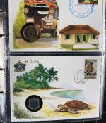 NUMISBRIEFE aus aller Welt - Album mit 35 Numisbriefen inkl. Kassette