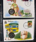 NUMISBRIEFE aus aller Welt - Album mit 35 Numisbriefen inkl. Kassette