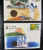 NUMISBRIEFE aus aller Welt - Album mit 35 Numisbriefen inkl. Kassette