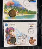 NUMISBRIEFE aus aller Welt - Album mit 35 Numisbriefen inkl. Kassette