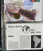 NUMISBRIEFE aus aller Welt - Album mit 35 Numisbriefen inkl. Kassette