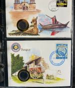 NUMISBRIEFE aus aller Welt - Album mit 35 Numisbriefen inkl. Kassette