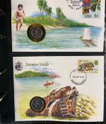 NUMISBRIEFE aus aller Welt - Album mit 35 Numisbriefen inkl. Kassette