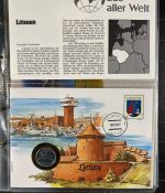 NUMISBRIEFE aus aller Welt - Album mit 22 Numisbriefen inkl. Kassette