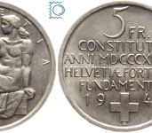 SCHWEIZ 5 Franken 1948 - 100 Jahre Bundesverfassung Mutter / Kind