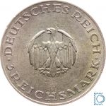 Weimar 3 Mark 1929 A, Gotthold Ephraim Lessing, J.335, Silber