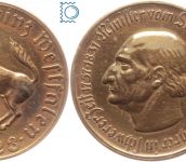 Notgeld Westfalen, 10000 Mark 1923, Minister von Stein, vergoldet, J N20a