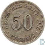 Kaiserreich, 50 Pfennig 1876 B, Wilhelm I., Silber, Jäger 7