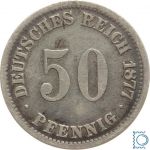 Kaiserreich, 50 Pfennig 1877 E, Wilhelm I., Silber, Jäger 7