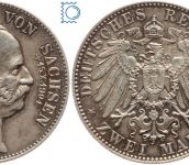 SACHSEN, 2 Mark 1904 E, Auf den Tod von König Georg, Silber Jäger 132