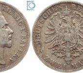 BAYERN, 2 Mark 1876 D, König Ludwig II., Silber, Jäger 41