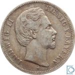 BAYERN, 2 Mark 1876 D, König Ludwig II., Silber, Jäger 41