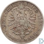 BAYERN, 2 Mark 1876 D, König Ludwig II., Silber, Jäger 41