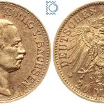 Kaiserreich, 20 Mark Sachsen 1905 E, König Friedrich August III., J.268