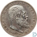 WÜRTTEMBERG, 3 Mark 1909 F, König Wilhelm II., Silber, J.175