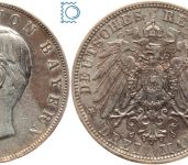 BAYERN, 3 Mark, König Otto, 1913 D, J.47, Silber - Patina!