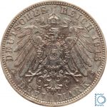 BAYERN, 3 Mark, König Otto, 1913 D, J.47, Silber - Patina!