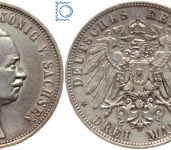 SACHSEN, 3 Mark 1911 E, König Friedrich August, Jg. 135