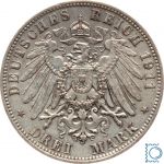 SACHSEN, 3 Mark 1911 E, König Friedrich August, Jg. 135