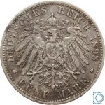 BAYERN, 5 Mark, König OTTO, 1898 D, J.46, Silber, hübsch!