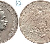 SACHSEN, 3 Mark 1910 E, König Friedrich August, J.135