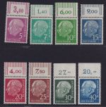 Bund Nr. 179y, 181y, 183y-186y, 259y, 260y Oberrand postfrisch - Heuss lumogen